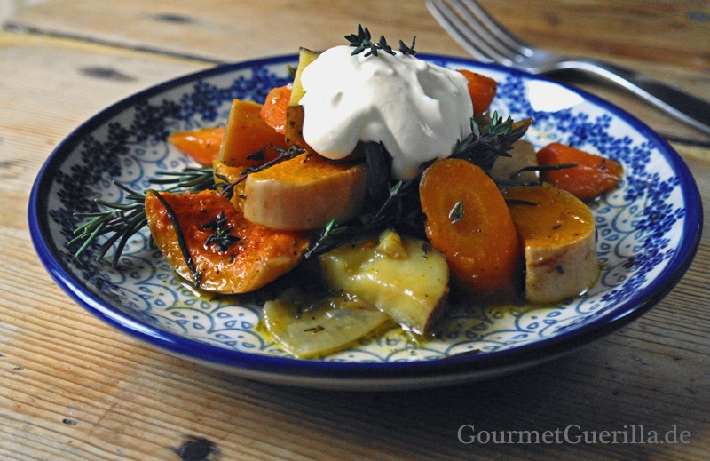 Cobblers with butternut squash, carrot, potato and pullip | GourmetGuerilla.com