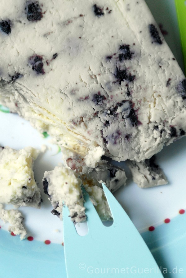 Mascarpone Clouds with Blueberry Stilton and Pumpernickel Crunch