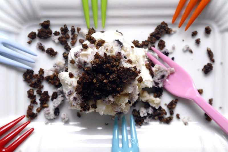 Mascarpone Clouds with Blueberry Stilton and Pumpernickel Crunch | GourmetGuerilla.com