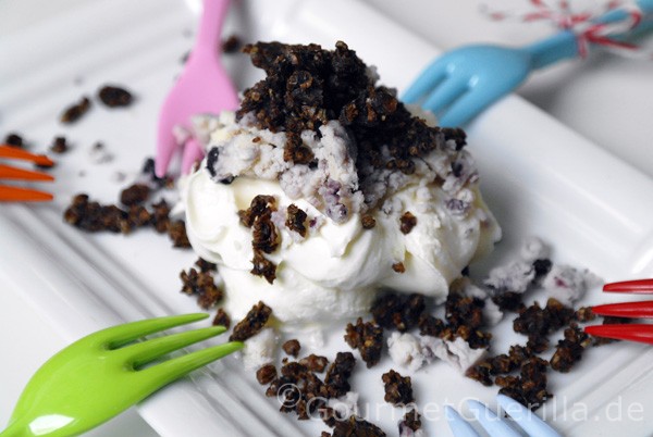 Mascarpone Clouds with Blueberry Stilton and Pumpernickel Crunch